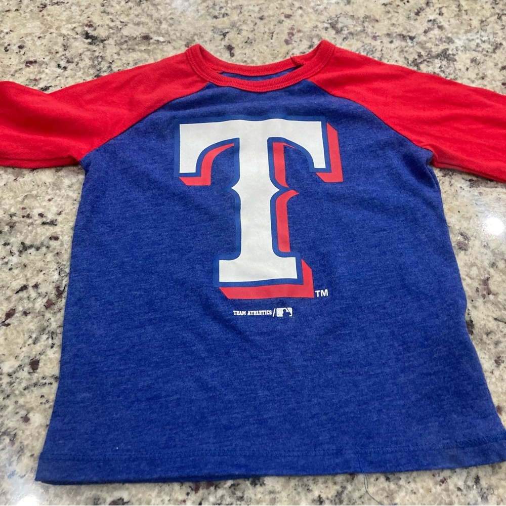 Texas Rangers blue with red long sleeve t shirt 18/24 months NWOT